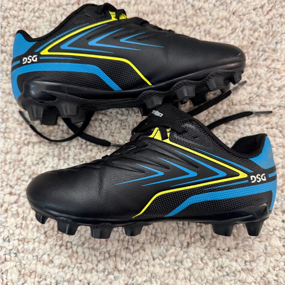 DSG Kids Soccer Shoes - Black, Blue, Yellow